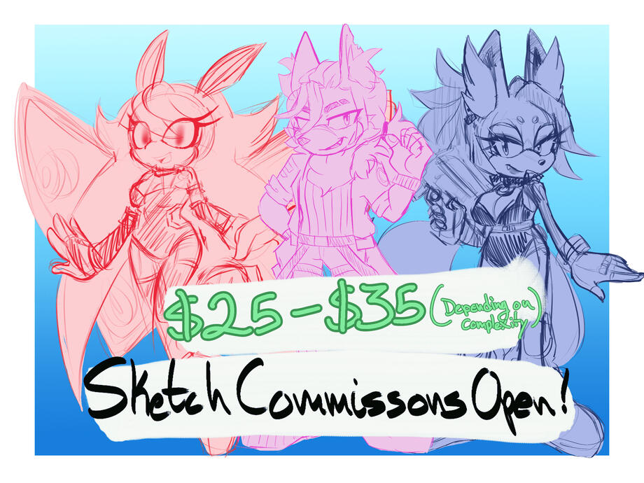 Sketch Single Color (SFW) $15 || (NSFW) $20